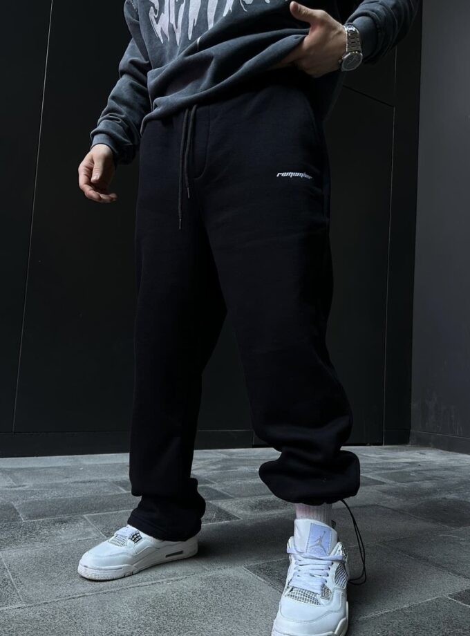 Remember oversize siyah lastikli paça eşofman altı