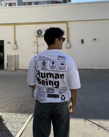 Human Being Beyaz Unisex Oversize Tshirt